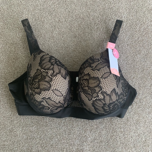 Cacique Comfort Bliss Black and Cream Lace Bra - Picture 1 of 6